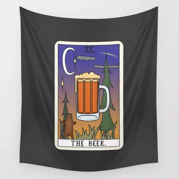 The BEER Tarot Card Wall Decor Tapestry Witty Fun Dorm Wall Decor NEW - Picture 2 of 8